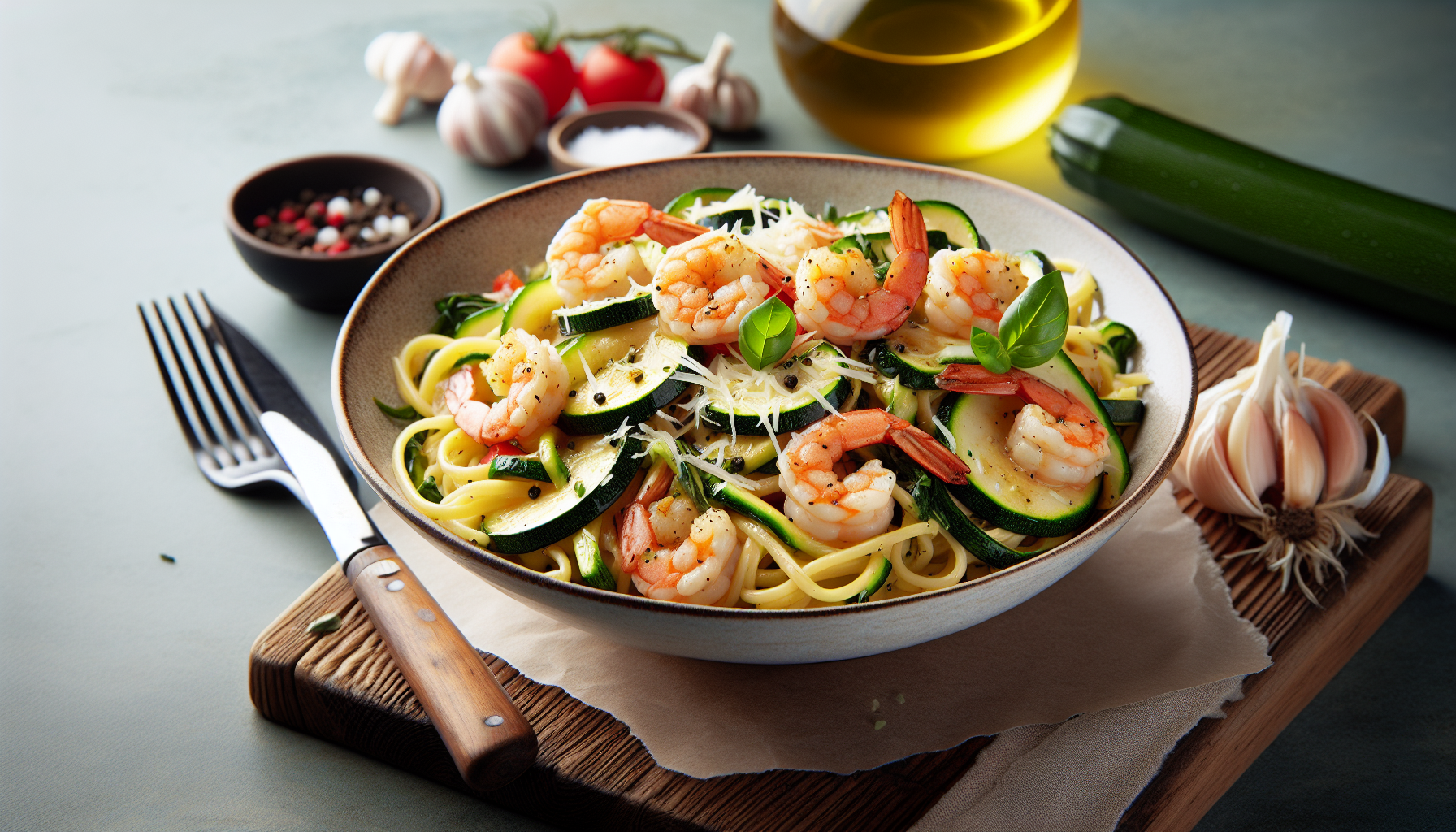 zucchine e gamberetti pasta